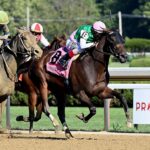 John Velázquez, jinete, victoria 1000 en Saratoga, Precursory, jueves, 25 de agosto de 2022, Maiden Special Weight, Saratoga. Foto: Coglaniese Photo