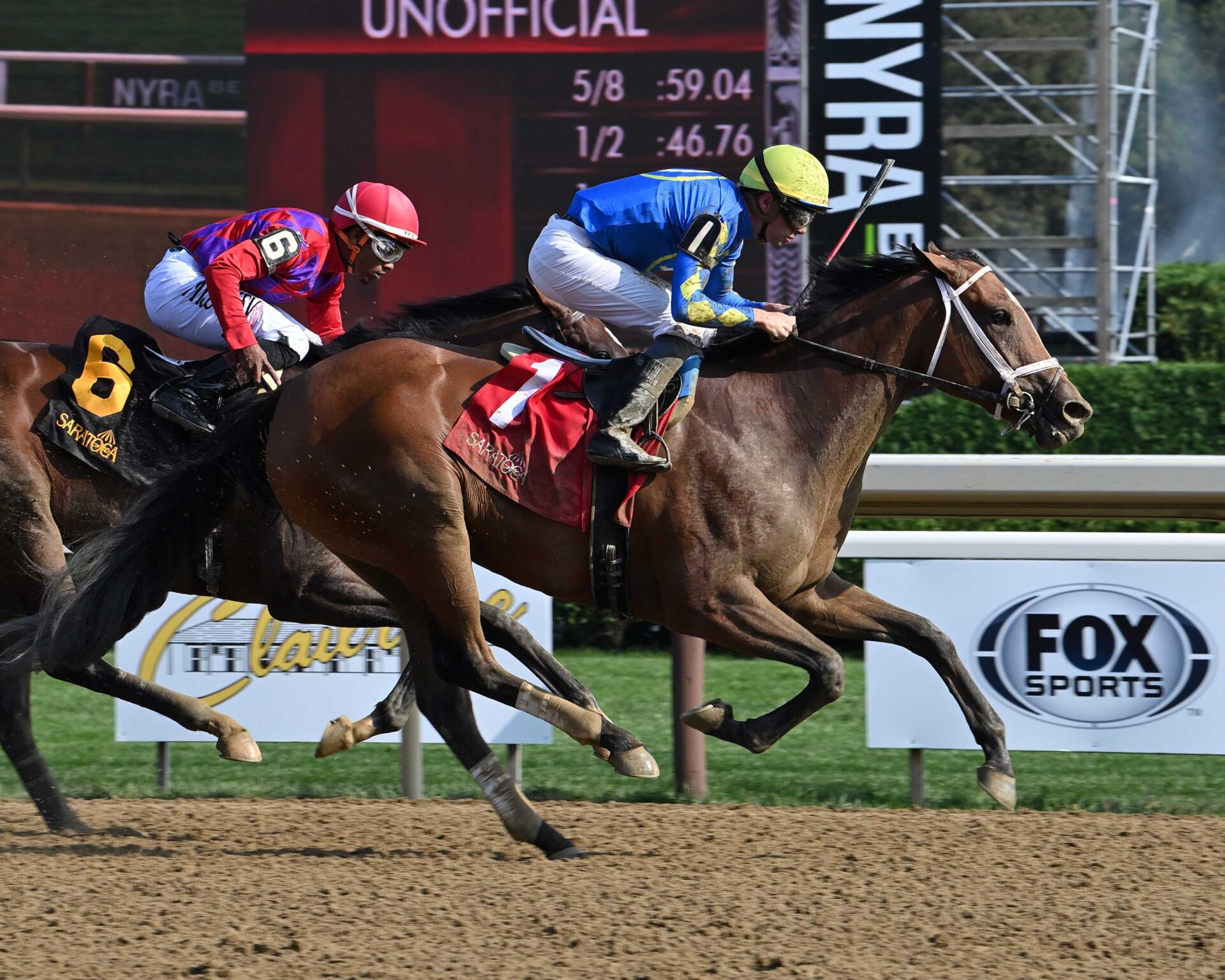Caldwell Luvs Gold, horse, Goldencents, Seeking The Ante Stakes, domingo, 27 de agosto de 2023, Saratoga. Foto: Coglaniese Photo & Susie Raisher