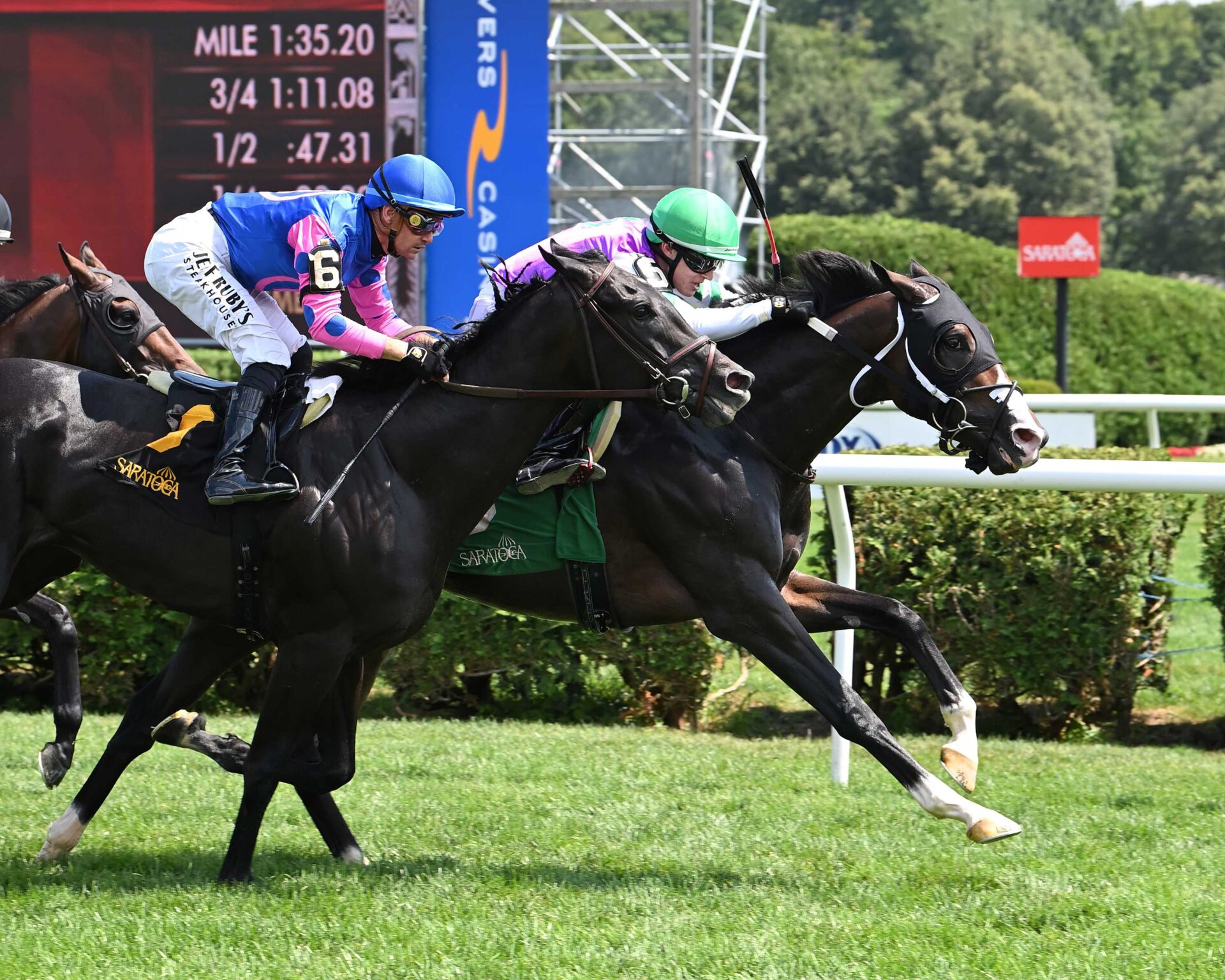 León Blue, horse, Mo Town, Rick Violette Stakes, jueves, 17 de julio de 2025, Saratoga. Foto: Coglaniese Photo